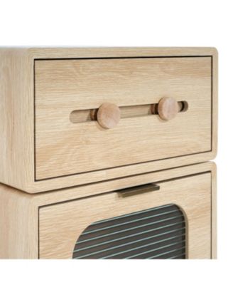 Robot Side Table with Rotating Top & Storage