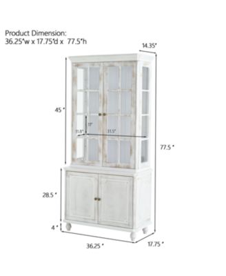 77.5" Vintage Glass Door Display Cabinet