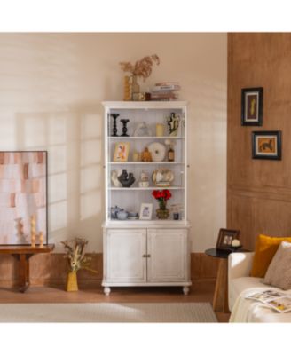 77.5" Vintage Glass Door Display Cabinet