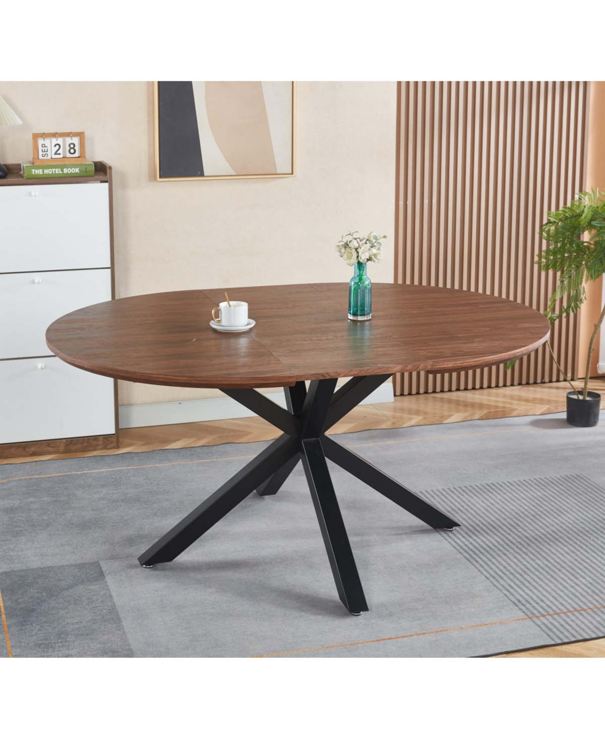 Streamdale Furniture Extendable Table Metal Leg Mdf Top 120-200cm