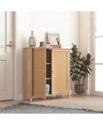 Rattan Door Mid-Century Modern Storage Cabinet