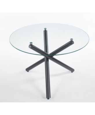 Glass Dining Table - Modern Kitchen Table 110cm