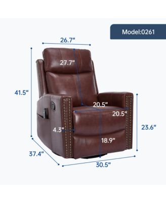 Wine Red Leather Heat Massage Rocker Recliner