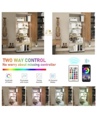 Tempered Glass Display Cabinet w/ LED, Lock, Mirror Back