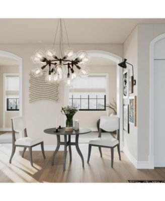  Oak Gray Round Dining Set- 39.4" Table + 2 Chairs