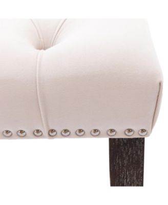 Tufted Velvet Bench Ottoman - Beige