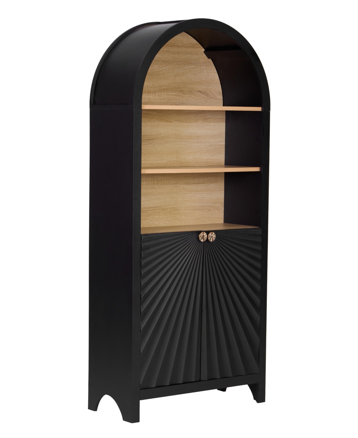 Streamdale 61" Arched Bookcase with Door - Black