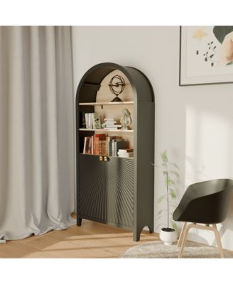 Streamdale 61" Arched Bookcase with Door - Black