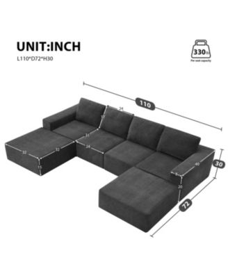 Modular U-Shaped Chenille Sectional Sofa with Ottomans