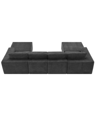 Modular U-Shaped Chenille Sectional Sofa with Ottomans