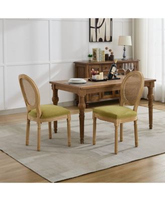 Set of 2 French Style Linen Dining Chairs