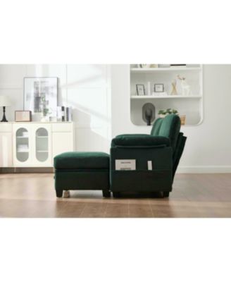  L-Shape Corduroy Sofa- 4-Seater, USB, Storage, Console & Ottoman