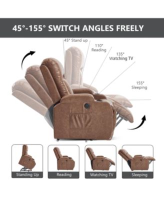Brown Power Lift Recliner Massage Chair with Heat & USB