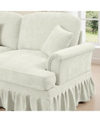 Modular Sofa Set, Flared Arms, Removable Skirts, Beige White