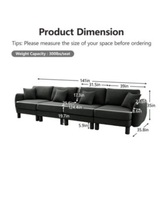 Streamdale Dark Grey Boucle 4-Seater Sofa with Shell Armrests