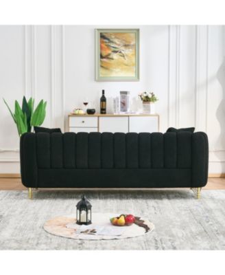 Streamdale Oversized Chenille Sofa, Modern Tufted Couch, Gold Legs