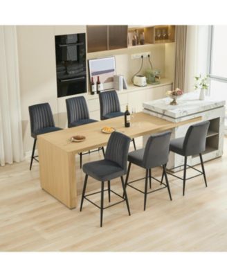 Velvet Grey Bar Chairs Set of 2 Adjustable Iron Feet