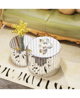Luxury Silver Mirror Coffee Table - Modern Living Room
