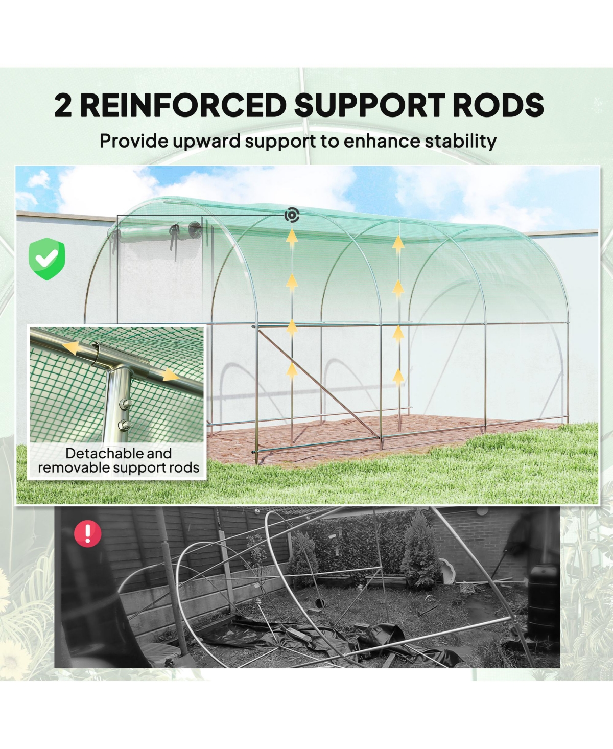 Outsunny Hoop house with Support Rods, Walk-in house,
