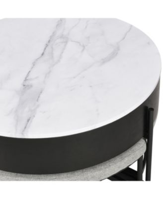 Round Lift-Top Coffee Table with Storage & 3 Ottoman