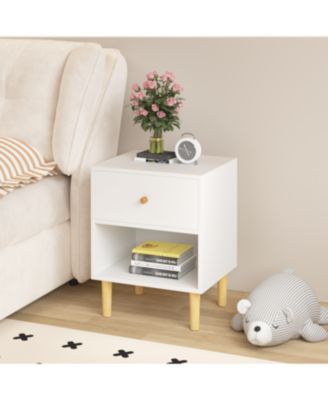 Streamdale 23.22"H Wooden Nightstand with One Drawer One Shelf for Kids