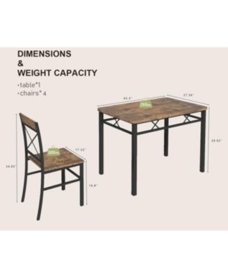 Rustic Brown Dining Table Set for 4