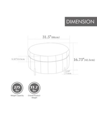 31.5" Beige Velvet Storage Ottoman with Reversible Lid