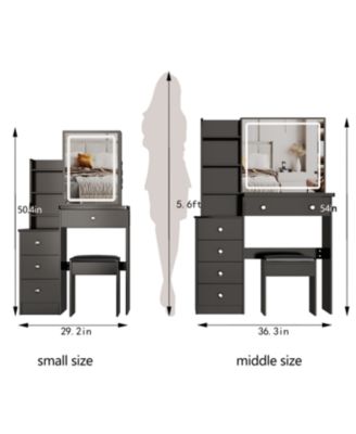 37" LED Mirror Vanity Table with Stool