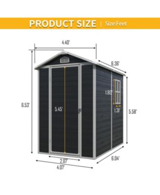 4 ft x 6 ft Outdoor plastic Storage Shed with floor, Black