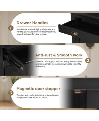 Modern Bookcase with Glass Doors & Drawer - Black