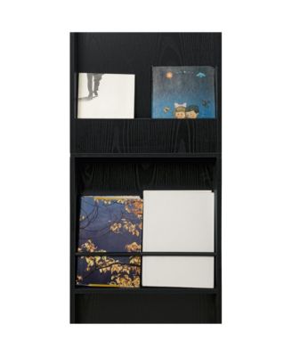  78" Arched Bookcase - Mid Century Modern 4-Tier Display Shelf (Black)