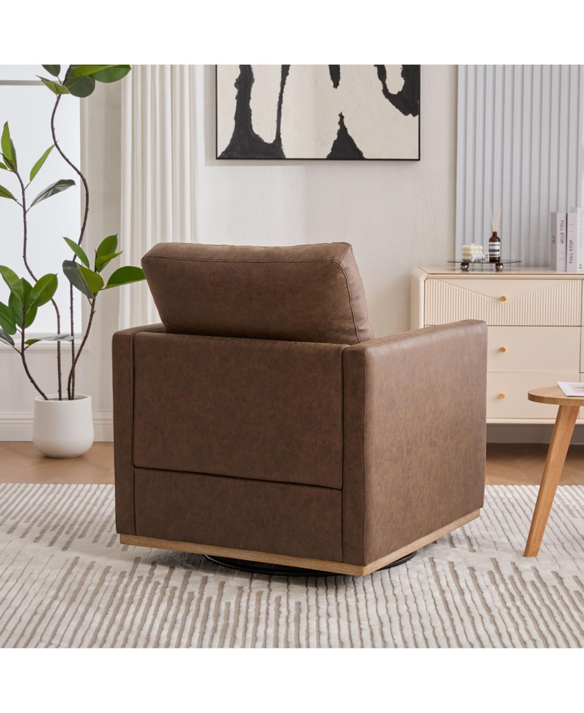 Streamdale Furniture Upholstered Swivel Accent Chair - Coffee Pu