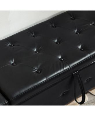 + 48" + Faux Leather + Tufted + Storage Ottoman Bench