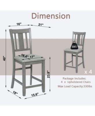 Counter Height Chairs Set of 4, Padded Seat, Gray