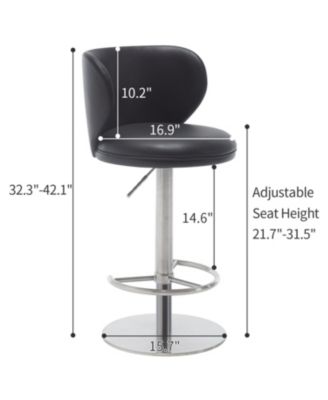 Titanium Leather Bar Stool, Swivel Adjustable Height
