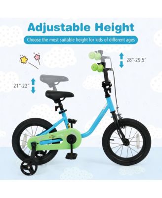 Kids Training Bike with Adjustable Seat Dual Brakes Rubber Tires and Removable Wheels