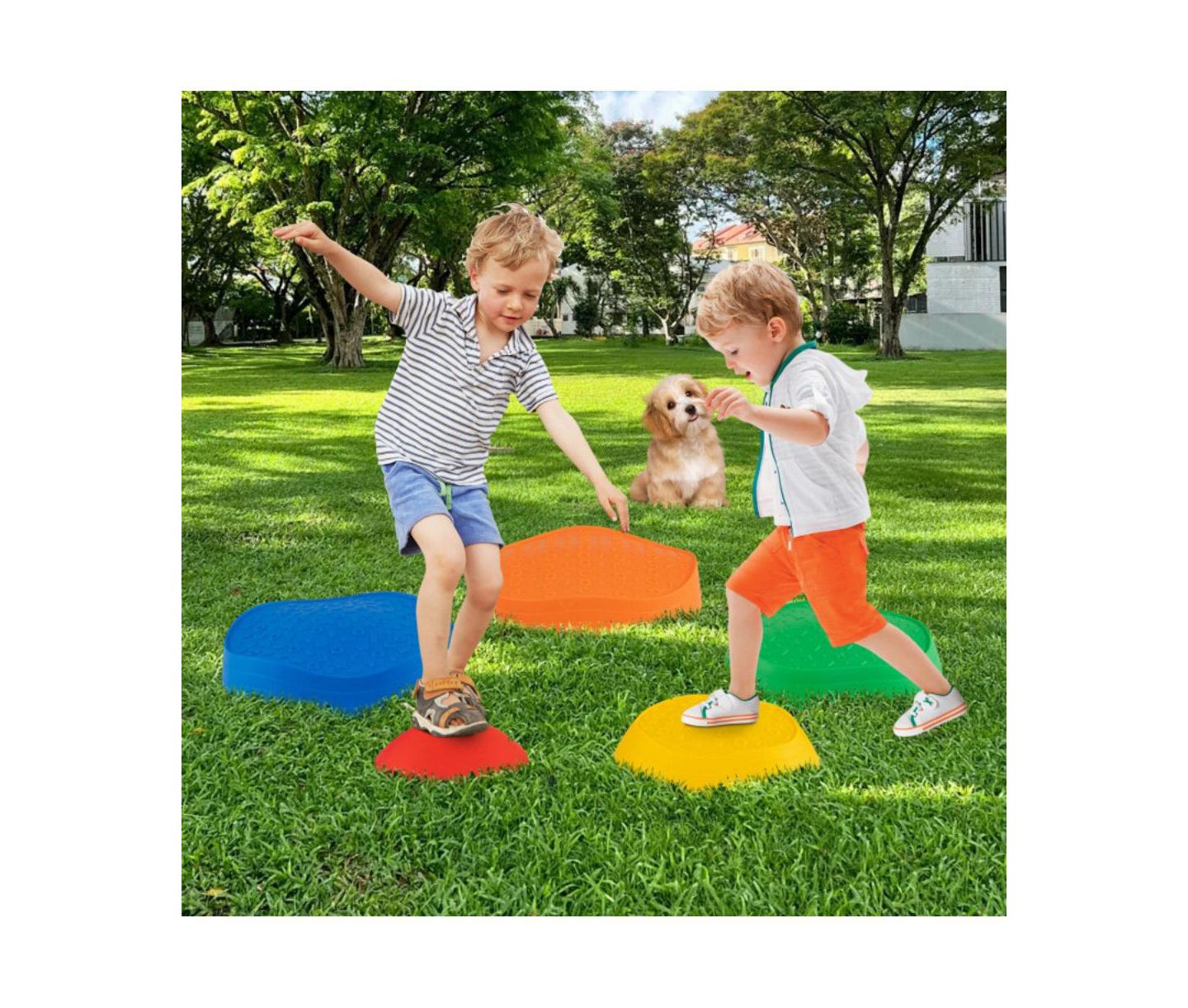 Детские игрушки HONGGE Balance Stepping Stones Non-Slip Rubber Bases Stackable 5-Piece Set, Ages 3-8, цвет: Разноцветный — фото 4