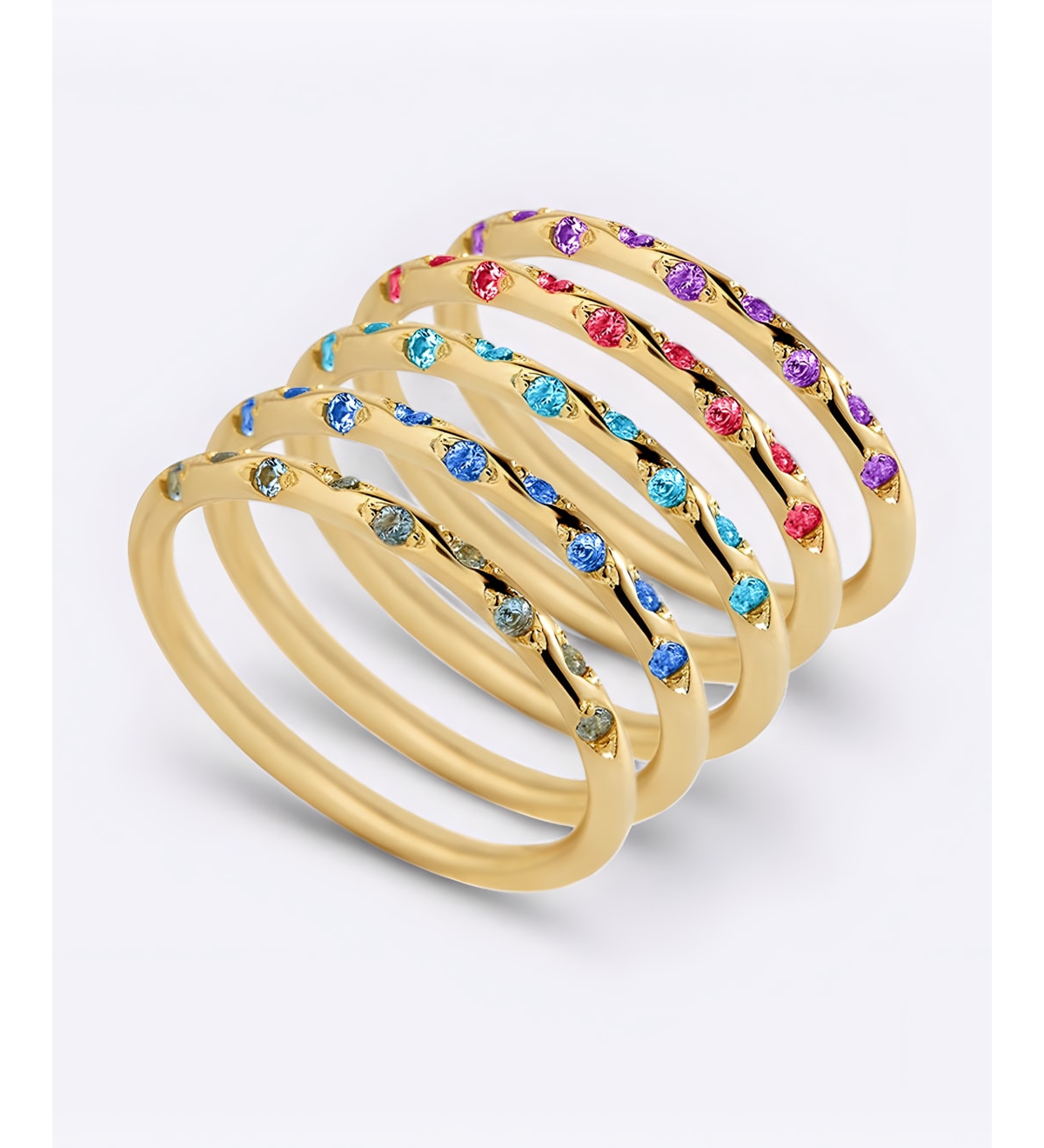 Mint & Lily Dainty Constellation Birthstone Ring in Gold Plated Sterling Silver