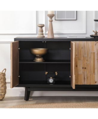  Wood Geometric 4-Door Storage Cabinet