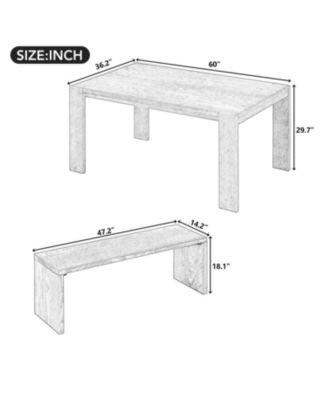 3-Piece Farmhouse Dining Set Table & 2 Benches