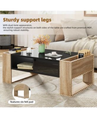 Glossy Two-Tone Coffee Table with Storage