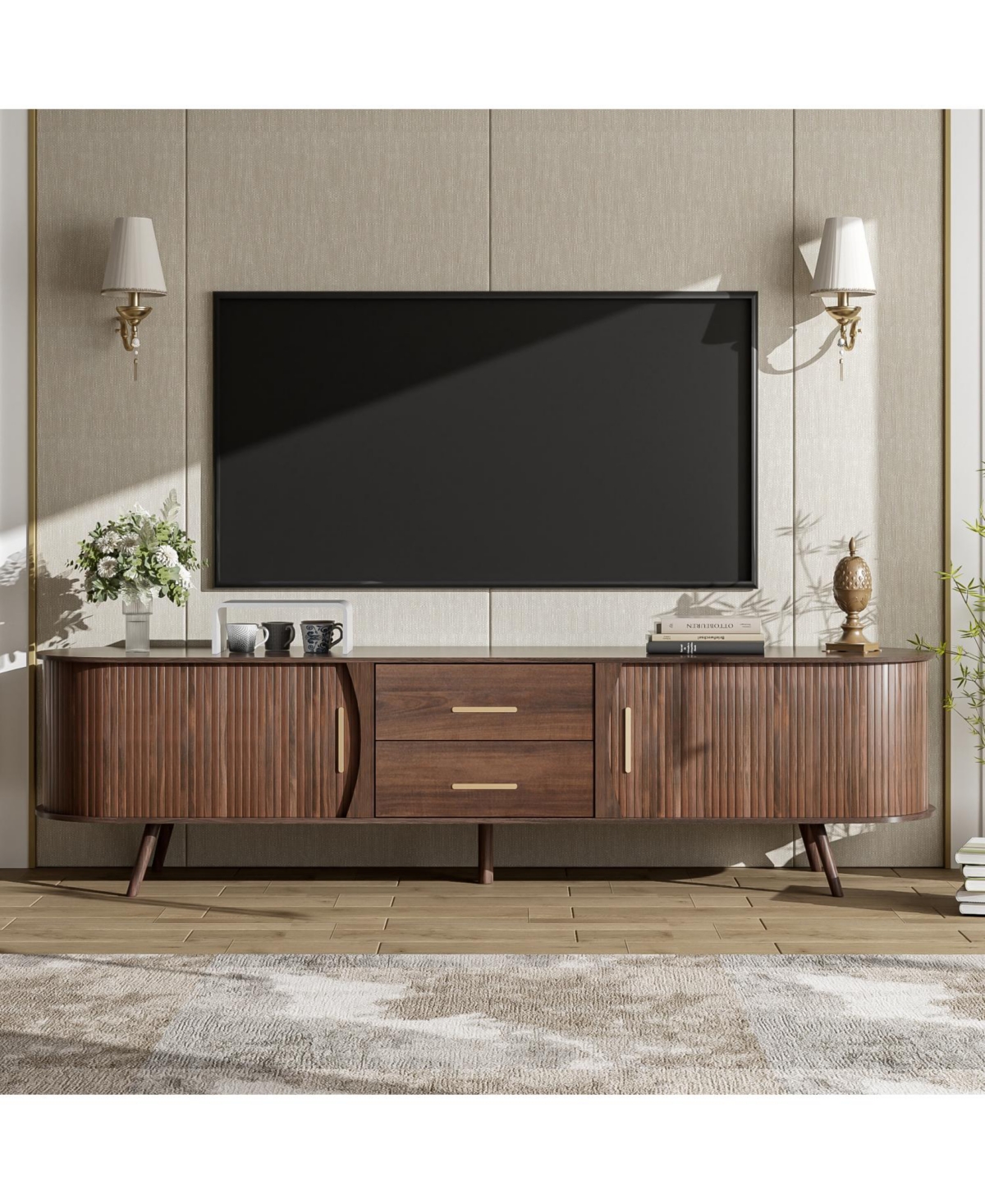 Streamdale Furniture Mid-Century Modern Tv Stand for 80" Tv