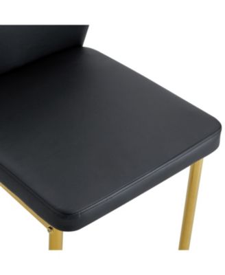 39.7" Glass Dining Table & 4 PU Chairs - Gold Legs