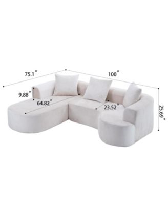 Modular Sectional Sofa L-Shape Chaise Beige Corduroy