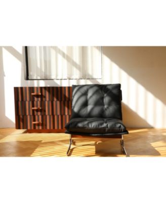 Leather Chair with Metal Legs (Black)