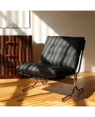 Leather Chair with Metal Legs (Black)