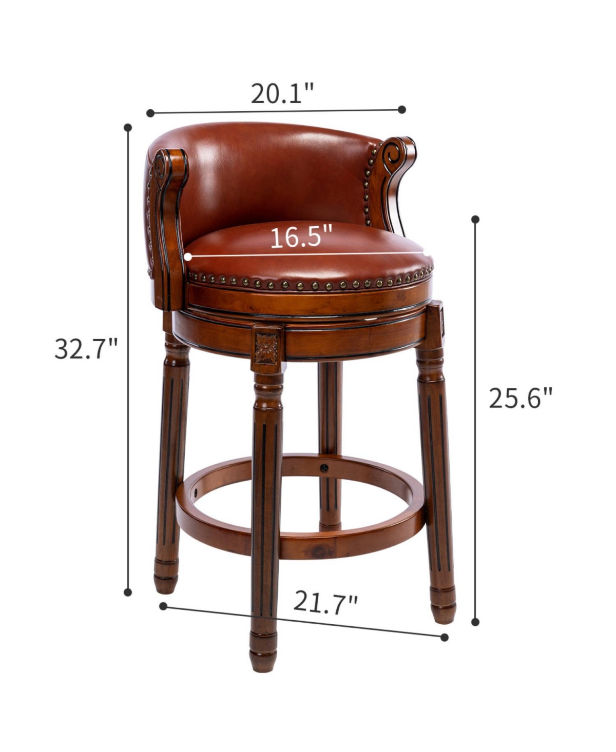 Streamdale Furniture Cow Leather Swivel Bar Stool - 26" Seat Height (Brown)