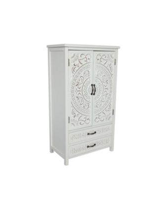 27" White Tower Cabinet - Rustic Wood Sideboard