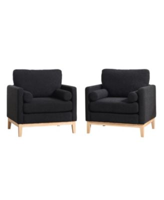 35.4" Wide Modern Farmhouse Accent Chair - Black Boucle