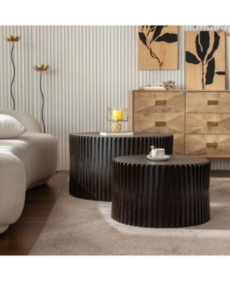 Vintage Dark Brown Nesting Coffee Table Set (Set of 2)